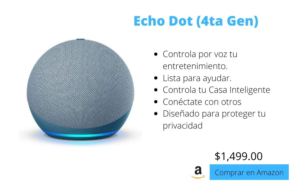🥇 Nuevo Echo Dot 4ta Gen bocina inteligente con Alexa - Aria
